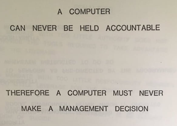 computer can never be held accountable